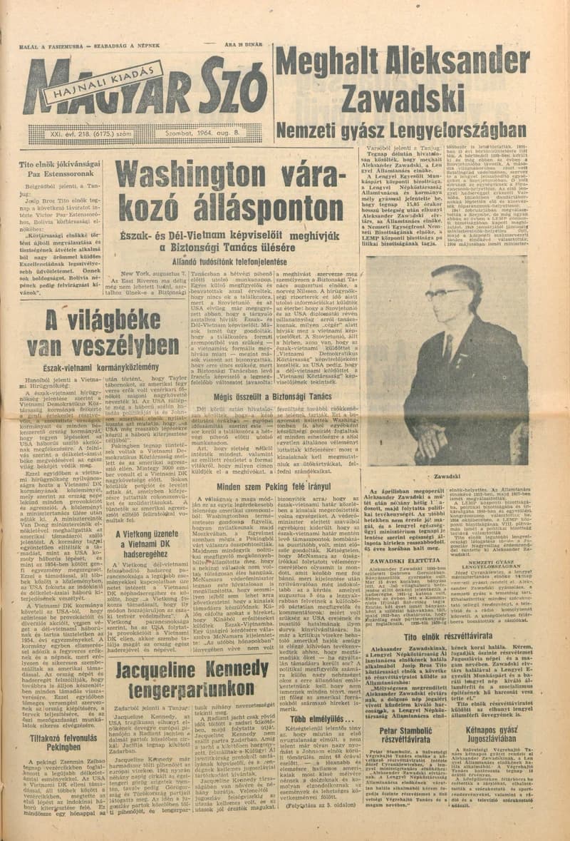 Magyar Szó 1964. augusztus 8. 218. sz. 1–12. oldal