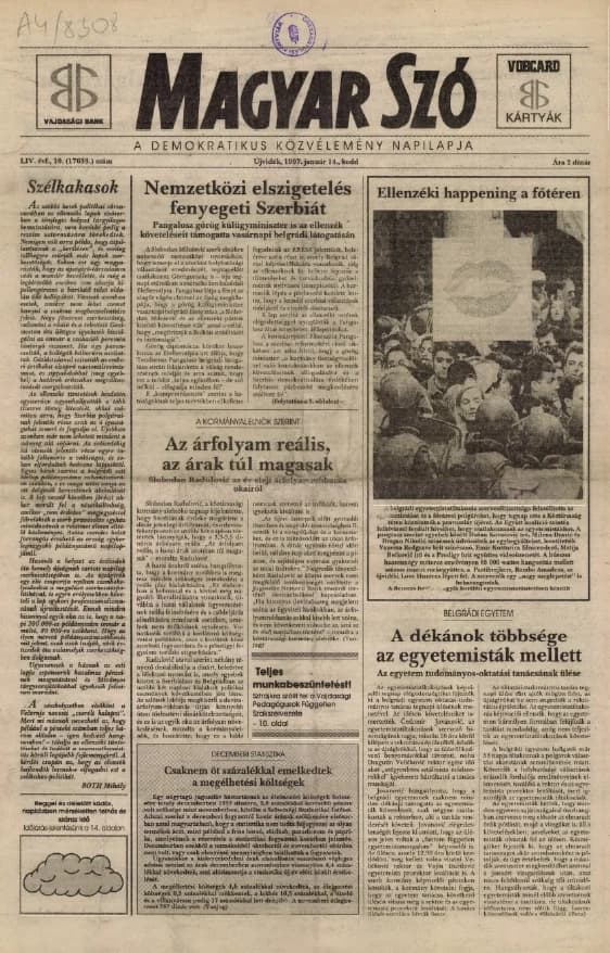 Magyar Szó, 54. évf. 1997. január 14. 10. sz. 1–16. oldal