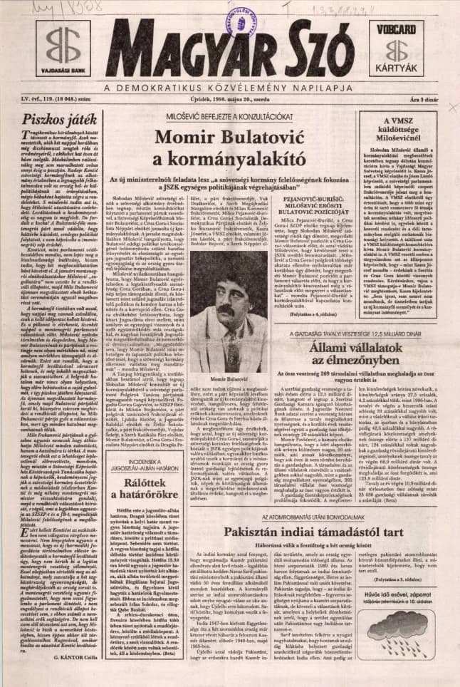 Magyar Szó, 55. évf. 1998. május 20. 119. sz. 1–16. oldal