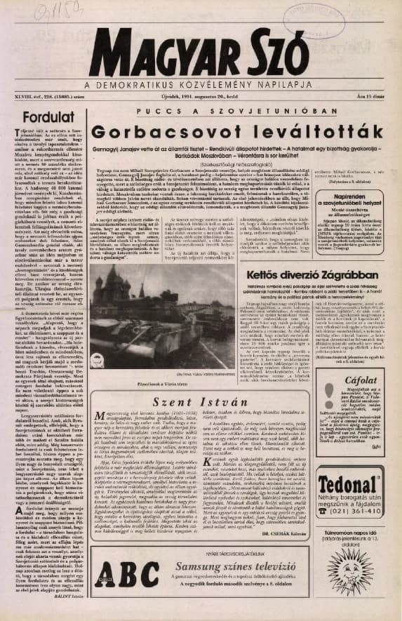 Magyar Szó, 48. évf. 1991. augusztus 20. 228. sz. 1–20. oldal
