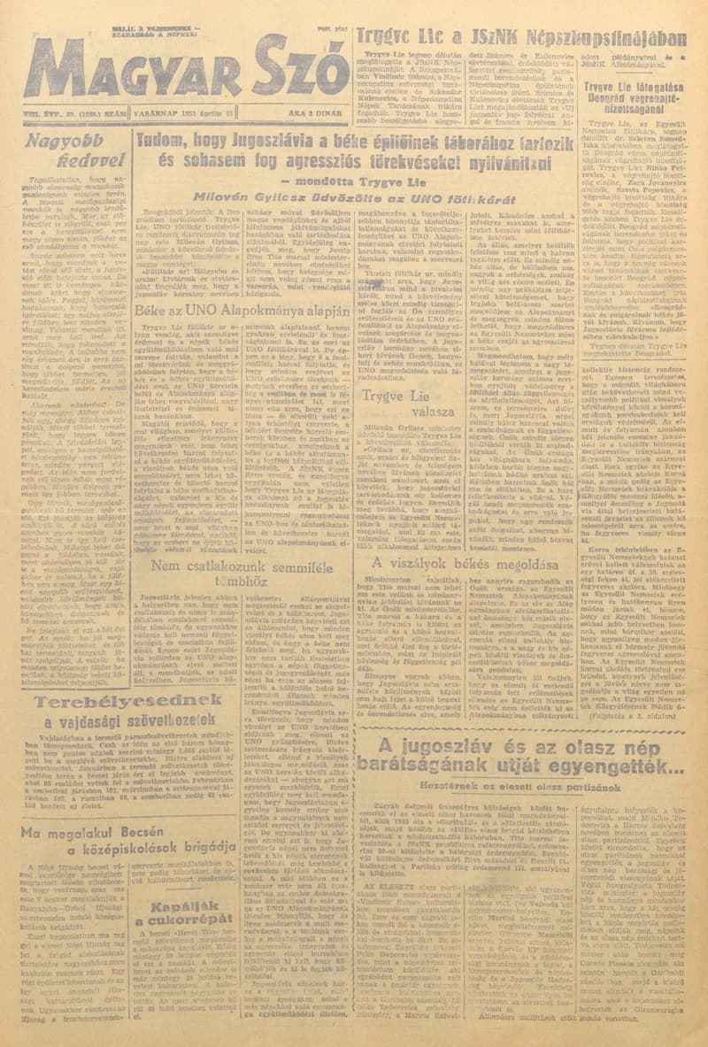 Magyar Szó, 8. évf. 1951. április 15. 89. sz. 1–4. oldal