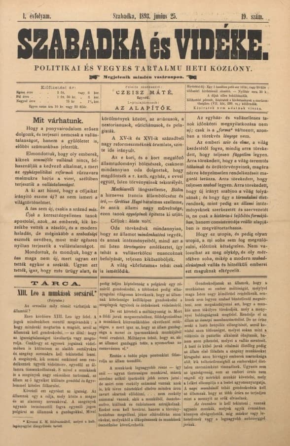 Szabadka és vidéke II, 1. évf. 1893. június 25. 19. sz.