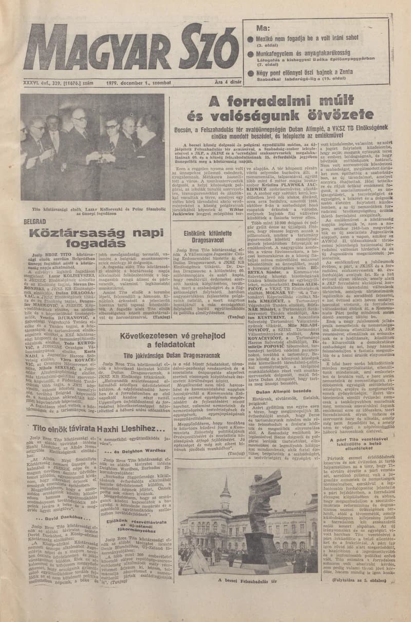 Magyar Szó, 36. évf. 1979. december 1. 329. sz. 1–20. oldal