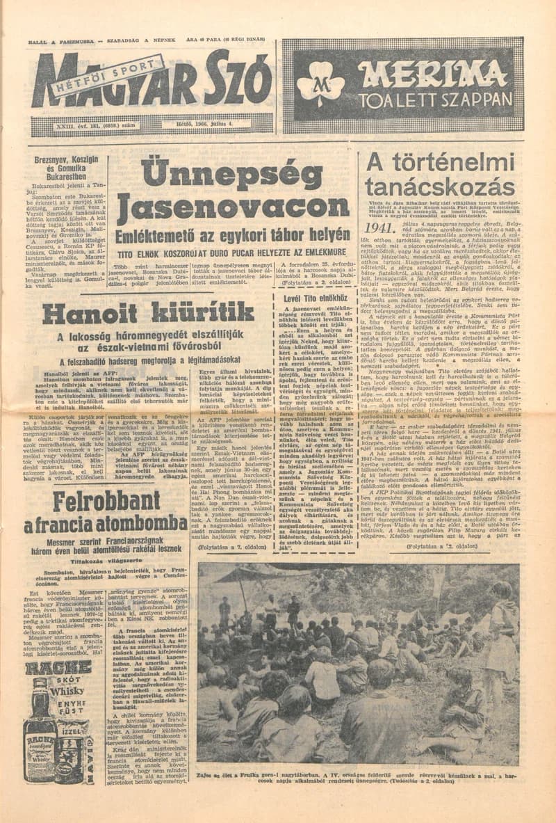 Magyar Szó, 23. évf. 1966. július 4. 181. sz.