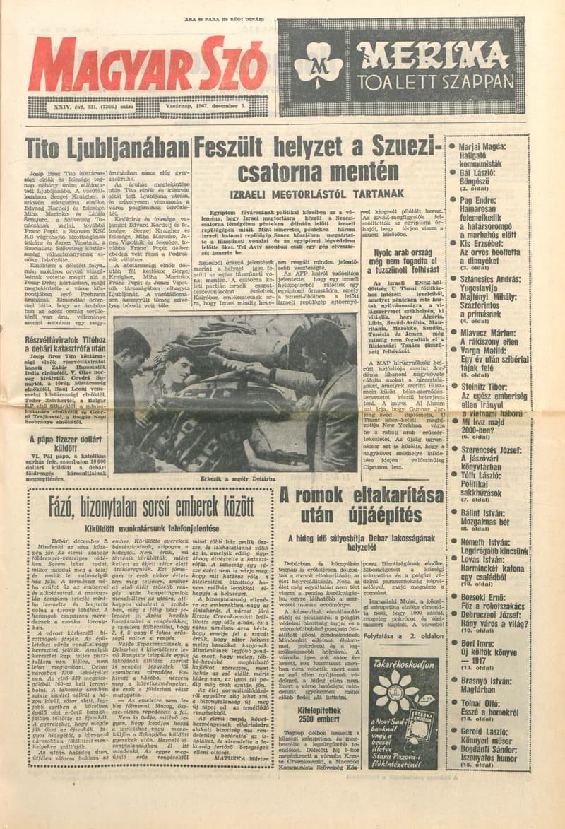 Magyar Szó, 24. évf. 1967. december 3. 331. sz. 1–24. oldal