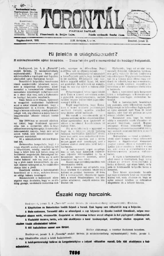 Torontál, 44. évf. 1915. január 2. 1. sz.