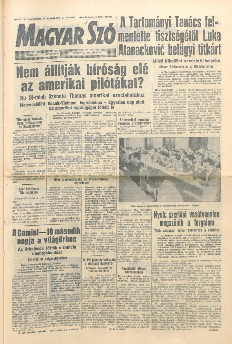 Magyar Szó, 23. évf. 1966. július 21. 197. sz.
