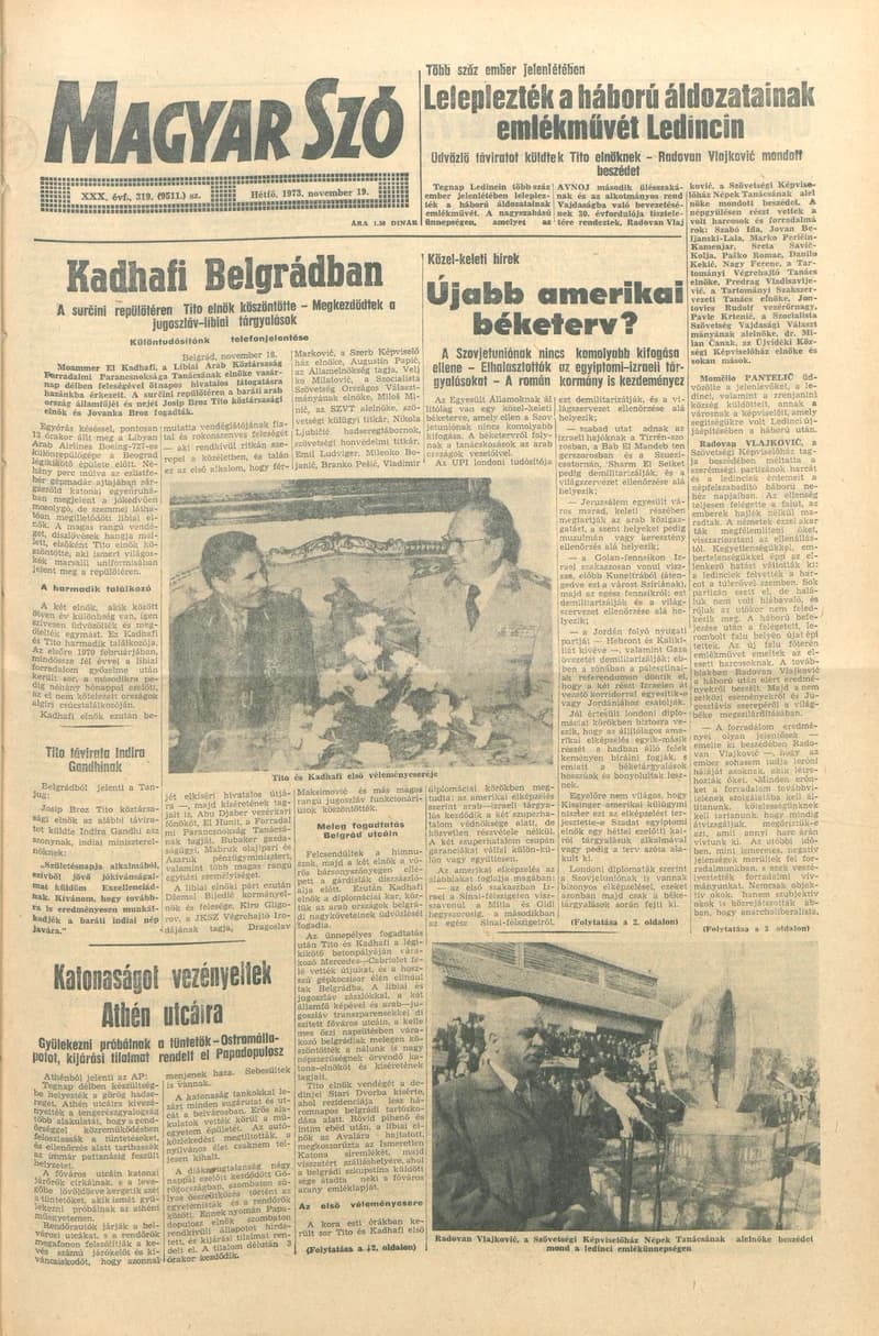 Magyar Szó, 30. évf. 1973. november 19. 319. sz.