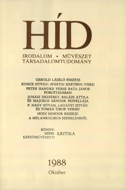 Híd, 52. évf. 1988. október. 10. sz. 2001–2124. oldal