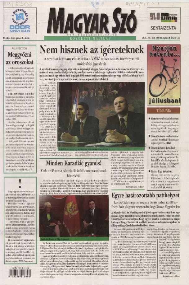Magyar Szó, 64. évf. 2007. július 10. 158. sz. 1–20. oldal