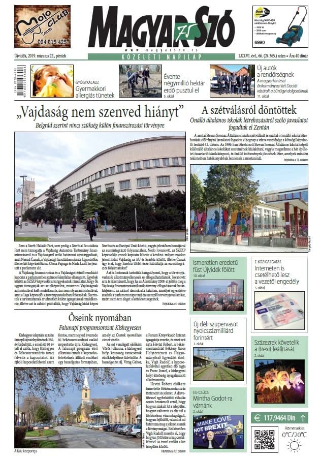 Magyar Szó, 76. évf. 2019. március 22. 66. sz. 1–16. oldal