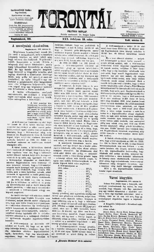 Torontál, 30. évf. 1901. március 12. 59. sz.