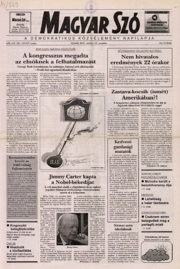 Magyar Szó, 59. évf. 2002. október 12. 241. sz. 1–16. oldal