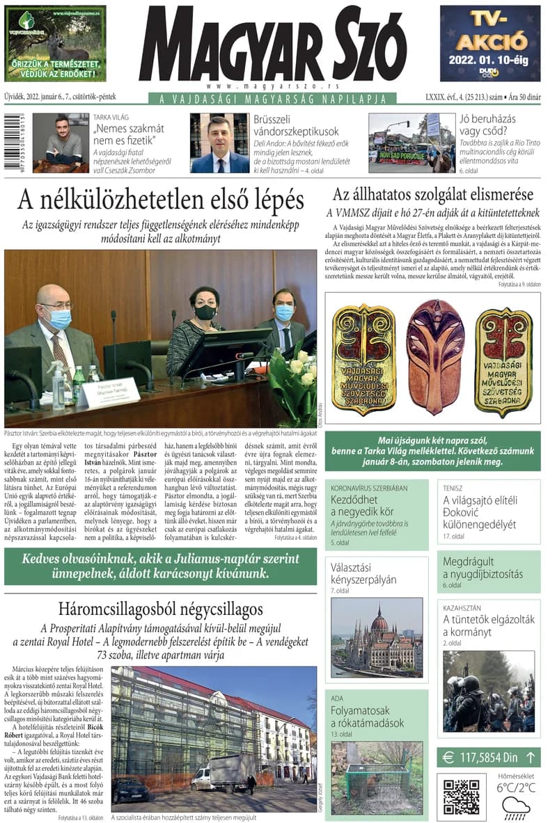 Magyar Szó, 79. évf. 2022. január 6. – 7. 4. sz. 1–20. oldal