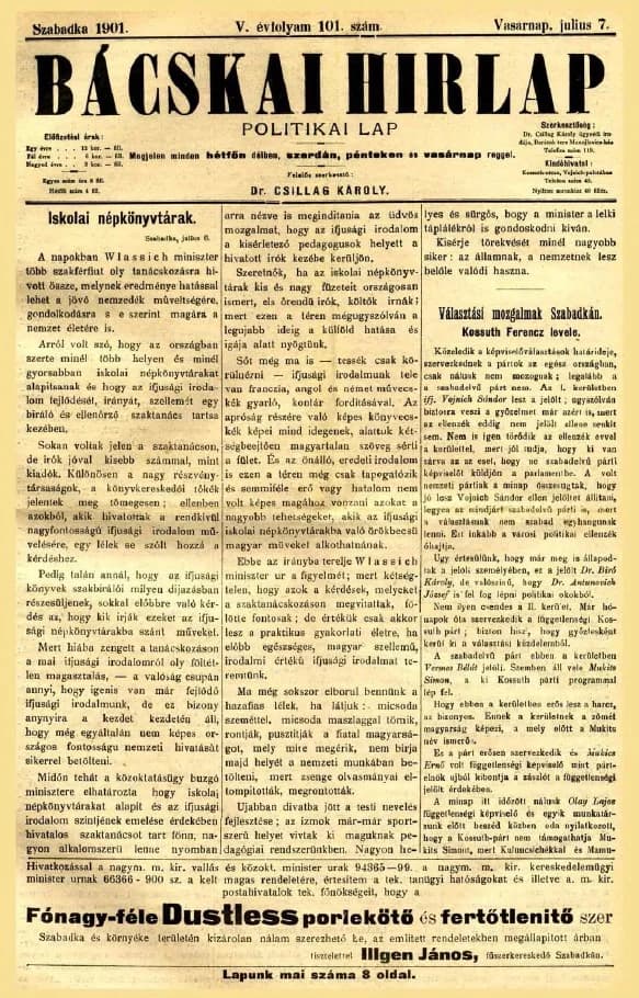 Bácskai Hirlap, 5. évf. 1901. július 7. 101. sz.