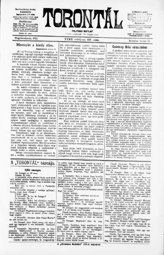 Torontál, 32. évf. 1903. június 13. 132. sz.