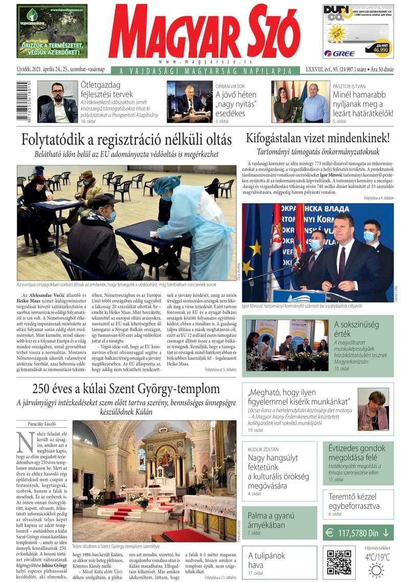 Magyar Szó, 78. évf. 2021. április 24. – 25. 93. sz. 1–32. oldal