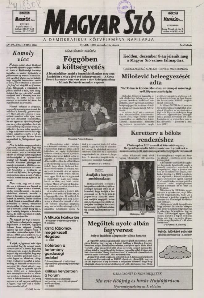 Magyar Szó, 55. évf. 1998. december 4. 287. sz. 1–16. oldal