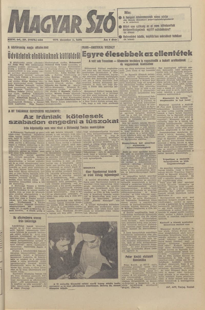 Magyar Szó, 36. évf. 1979. december 3. 331. sz. 1–16. oldal