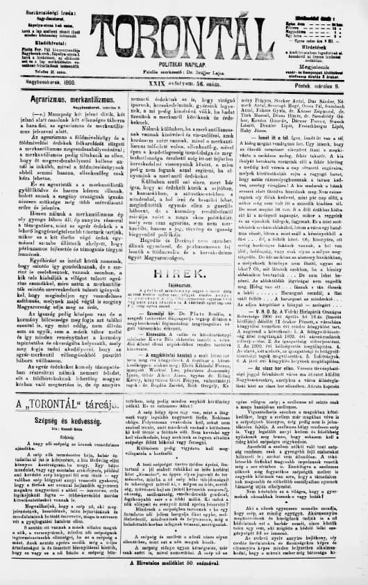 Torontál, 29. évf. 1900. március 9. 56. sz.