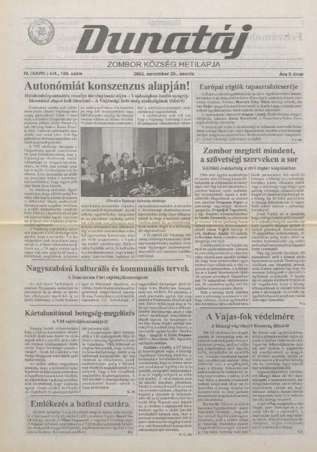 Dunatáj, 4. évf. 2002. november 20. 189. sz.