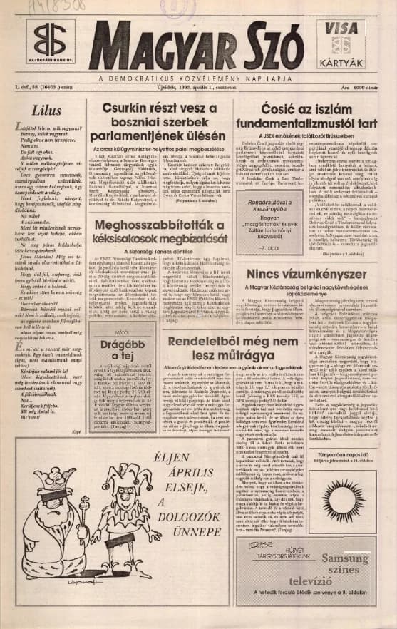 Magyar Szó, 50. évf. 1993. április 1. 88. sz. 1–16. oldal