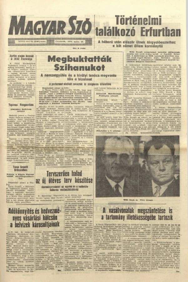 Magyar Szó, 27. évf. 1970. március 19. 76. sz. 1–20. oldal