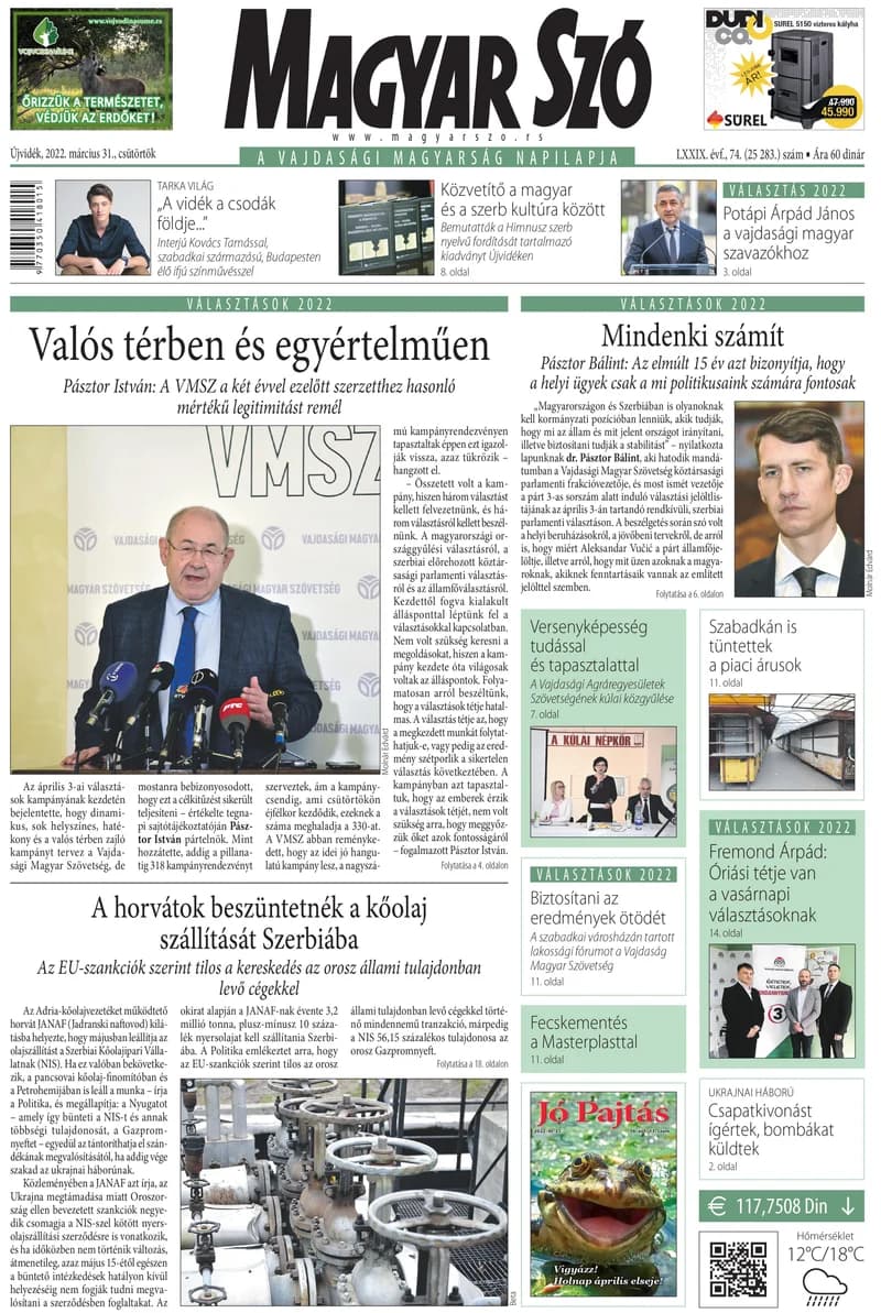 Magyar Szó, 79. évf. 2022. március 31. 74. sz. 1–20. oldal