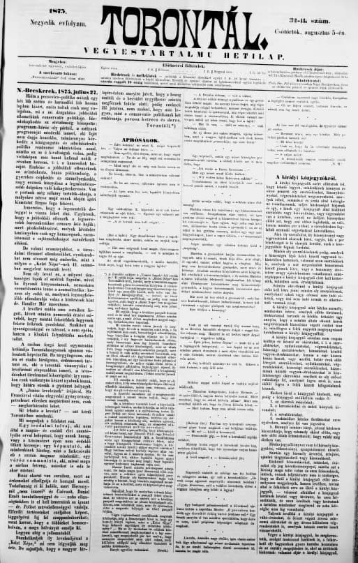 Torontál, 4. évf. 1875. augusztus 5. 31. sz.