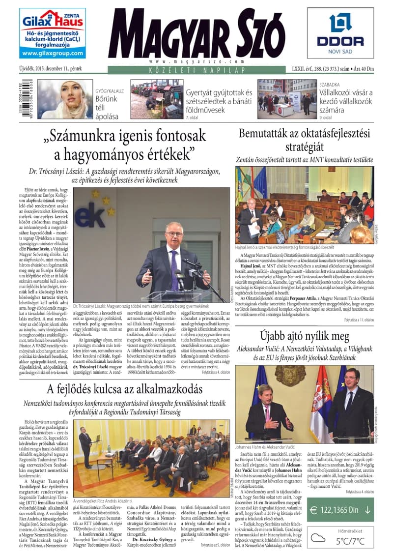 Magyar Szó, 72. évf. 2015. december 11. 288. sz. 1–16. oldal