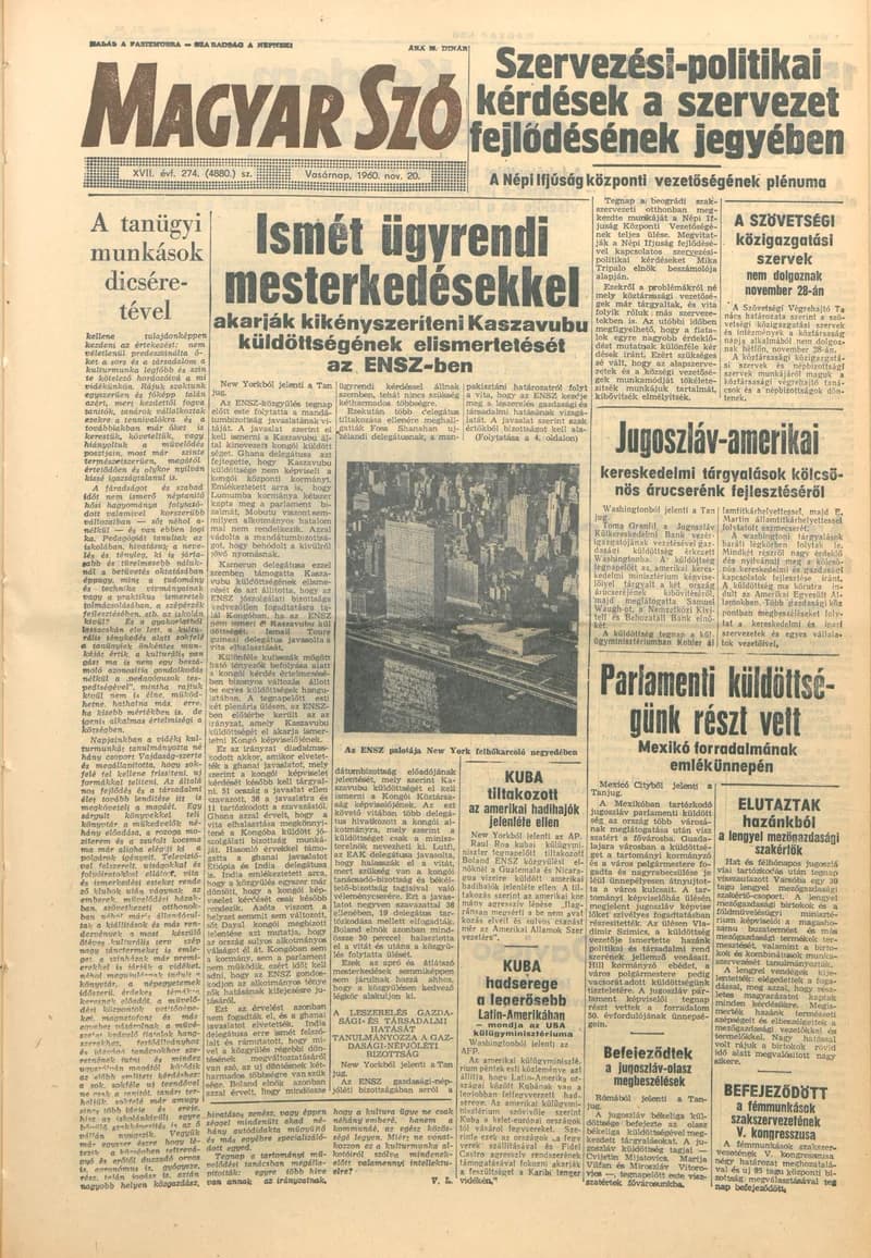 Magyar Szó, 17. évf. 1960. november 20. 274. sz. 1–28. oldal