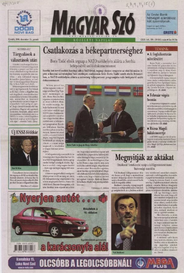 Magyar Szó, 63. évf. 2006. december 15. 293. sz. 1–20. oldal
