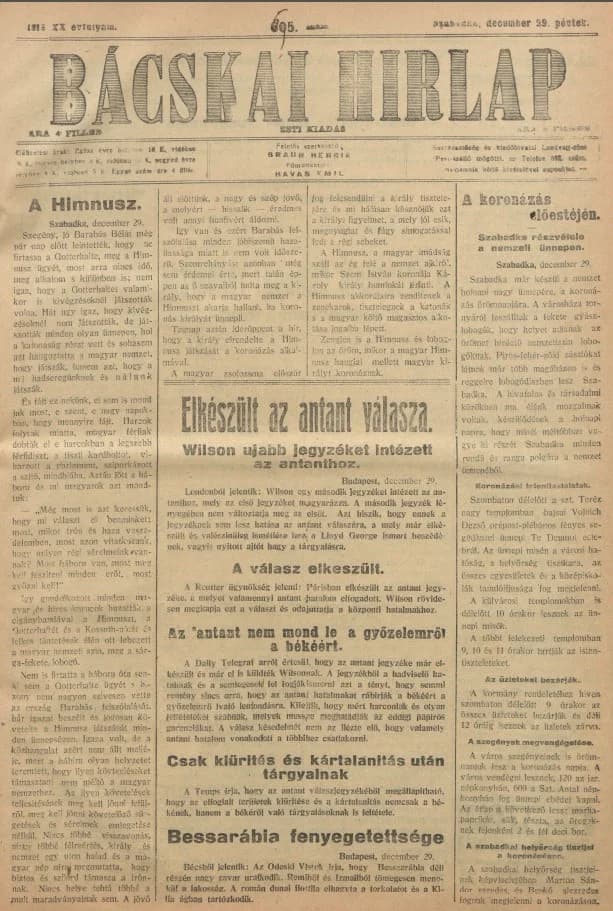 Bácskai Hirlap, 20. évf. 1916. december 29. 595. sz.