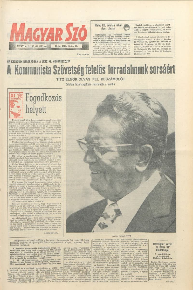 Magyar Szó, 35. évf. 1978. június 20. 167. sz. 1–20. oldal