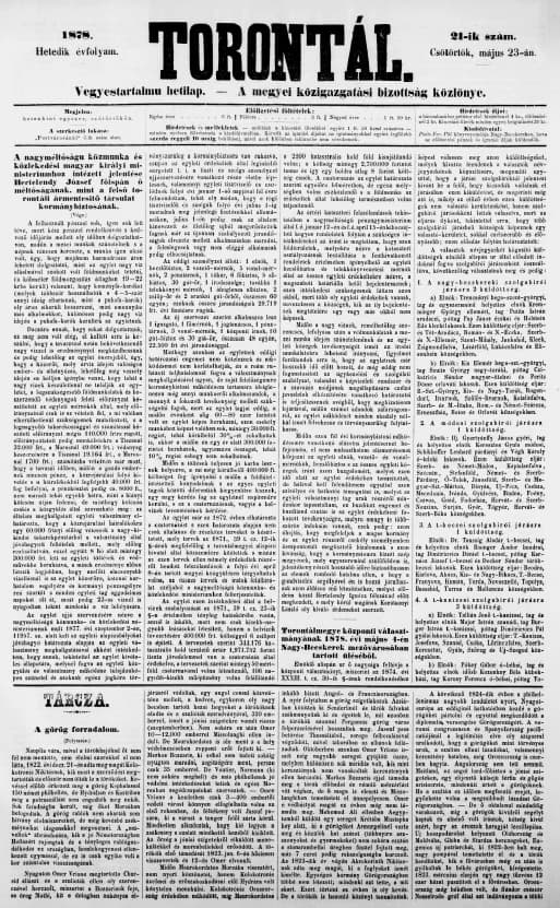 Torontál, 7. évf. 1878. május 23. 21. sz.