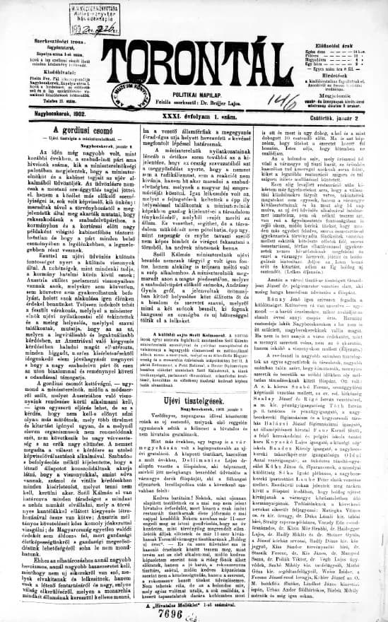 Torontál, 31. évf. 1902. január 2. 1. sz.
