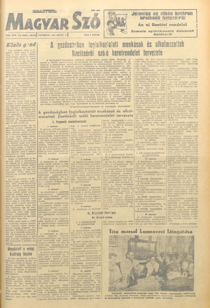 Magyar Szó, 8. évf. 1951. szeptember 8. 213. sz. 1–4. oldal