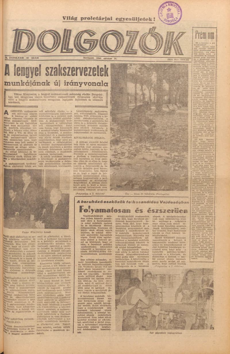 Dolgozók, 10. évf. 1956. október 16. 43. sz.