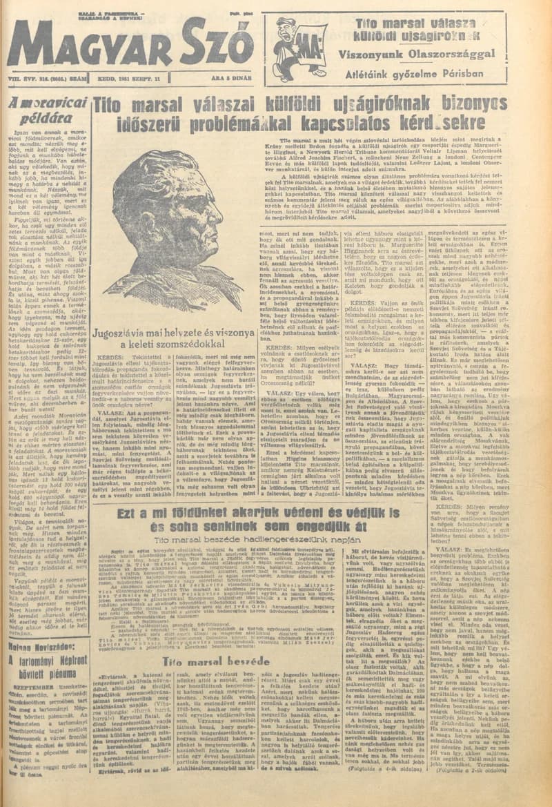 Magyar Szó, 8. évf. 1951. szeptember 11. 216. sz. 1–6. oldal