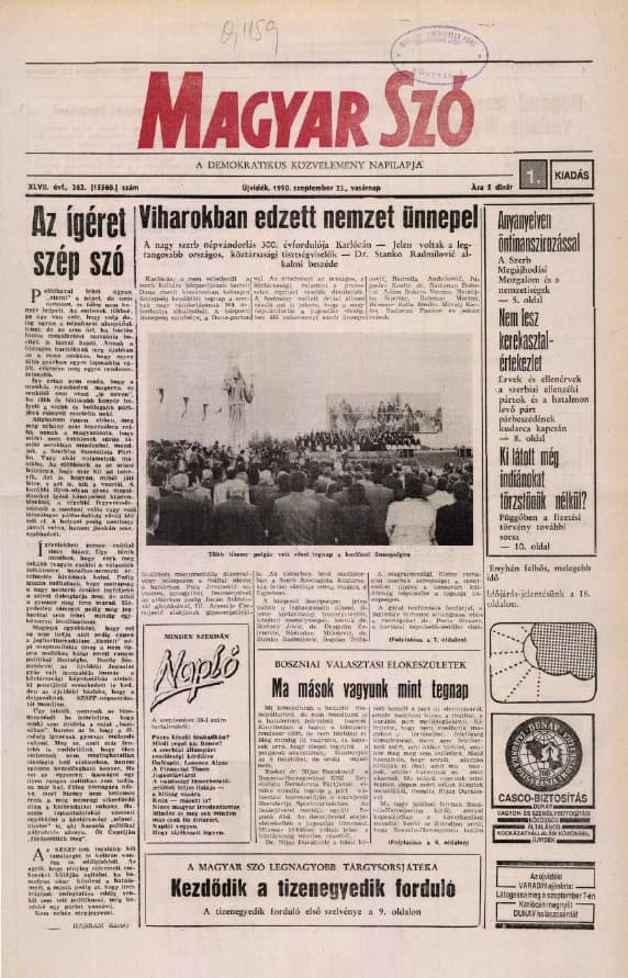 Magyar Szó, 47. évf. 1990. szeptember 23. 262. sz. 1–32. oldal