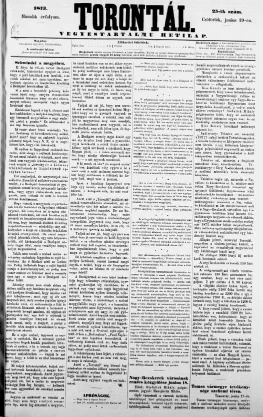 Torontál, 2. évf. 1873. június 19. 25. sz.