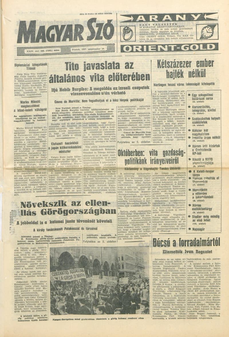 Magyar Szó, 24. évf. 1967. szeptember 29. 268. sz. 1–16. oldal