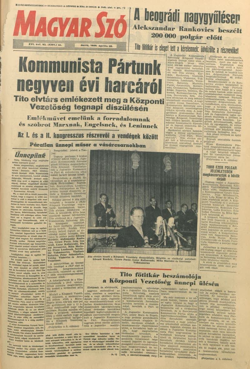 Magyar Szó, 16. évf. 1959. április 20. 93. sz. 1–28. oldal