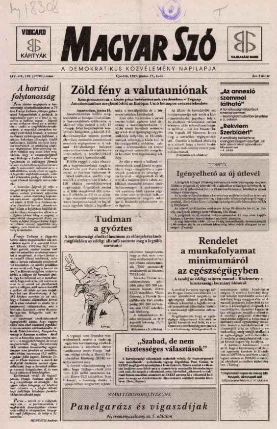 Magyar Szó, 54. évf. 1997. június 17. 140. sz. 1–16. oldal