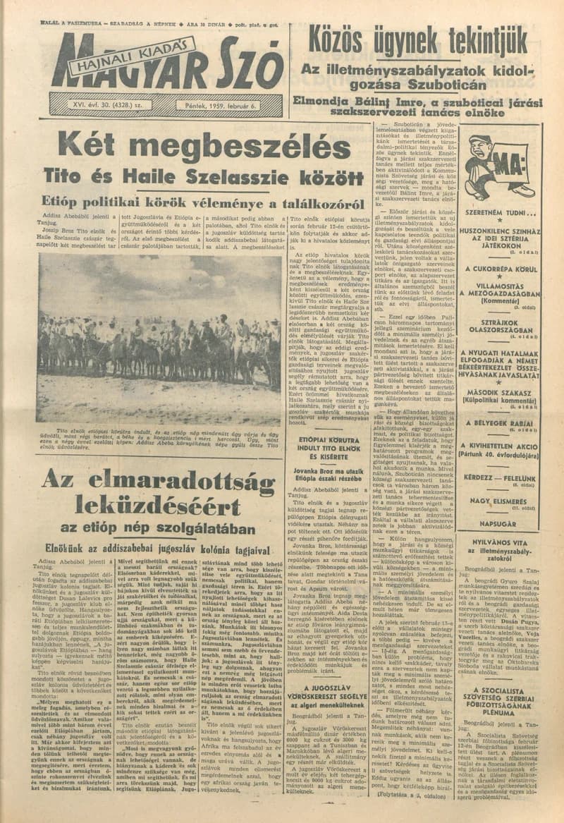 Magyar Szó, 16. évf. 1959. február 6. 30. sz. 1–22. oldal