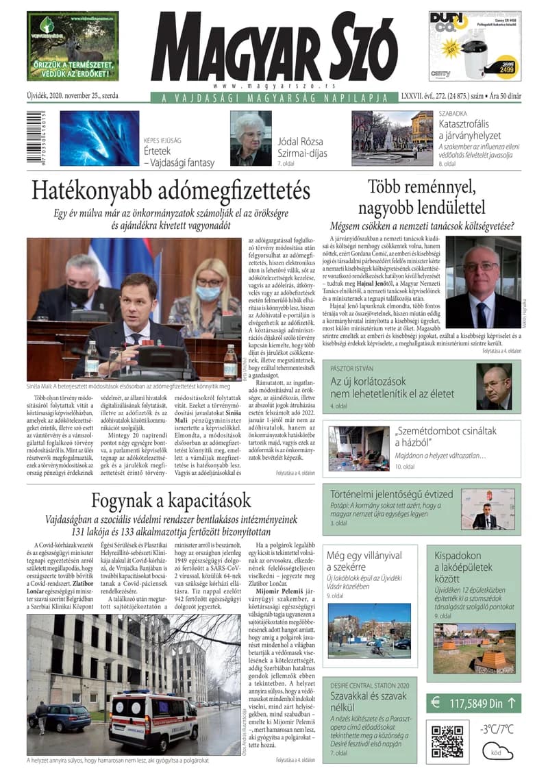Magyar Szó, 77. évf. 2020. november 25. 272. sz. 1–16. oldal