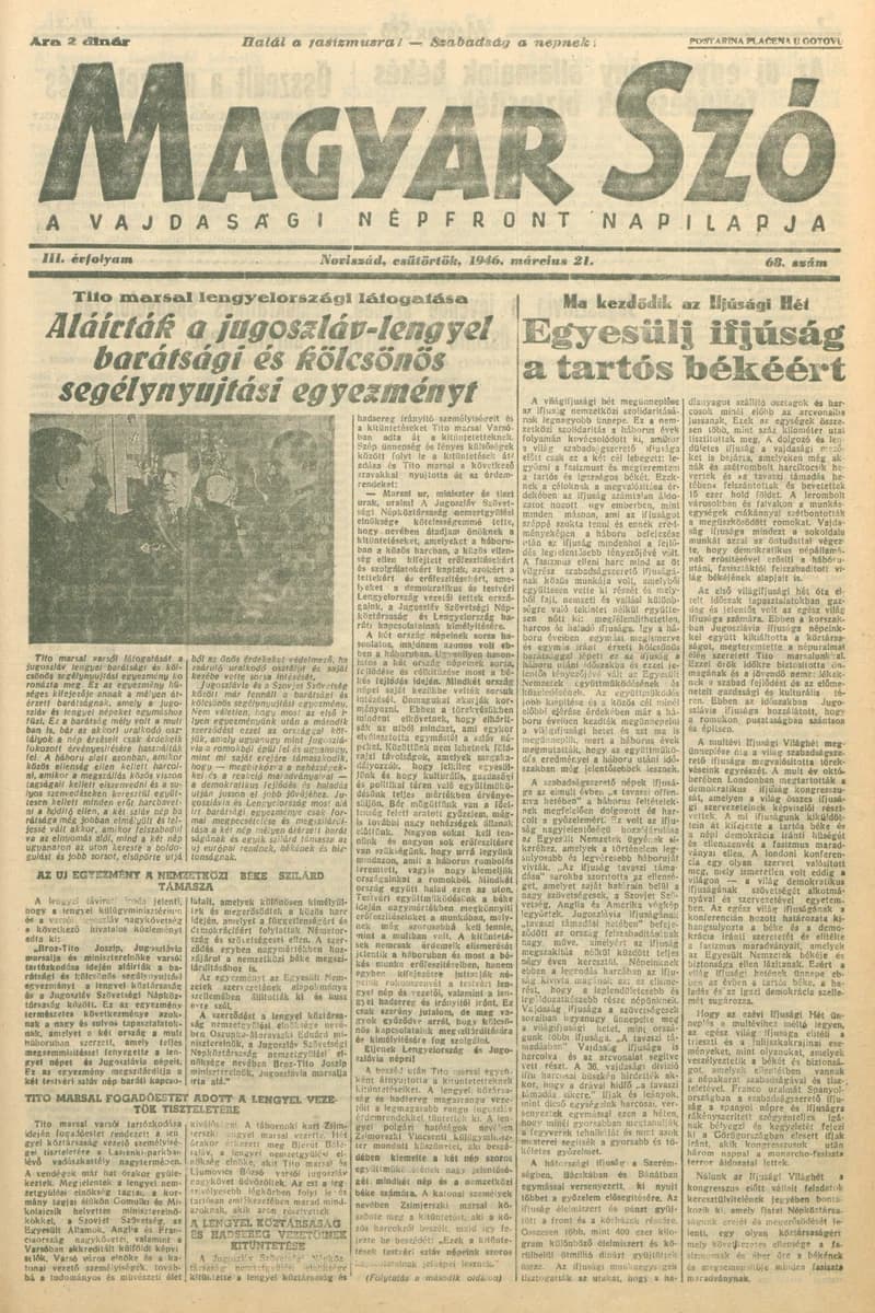 Magyar Szó, 3. évf. 1946. március 21. 68. sz. 1–8. oldal