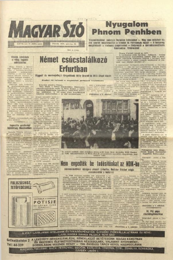 Magyar Szó, 27. évf. 1970. március 20. 77. sz. 1–12. oldal