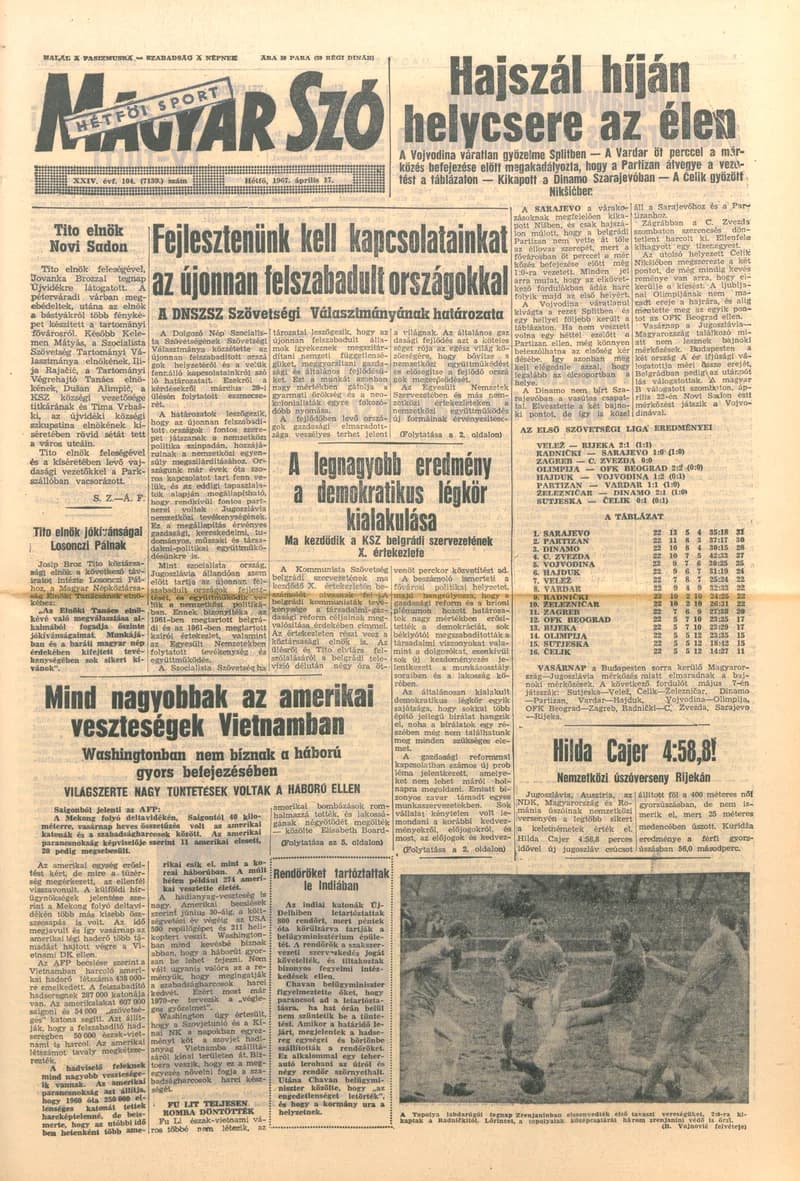 Magyar Szó, 24. évf. 1967. április 17. 104. sz. 1–16. oldal