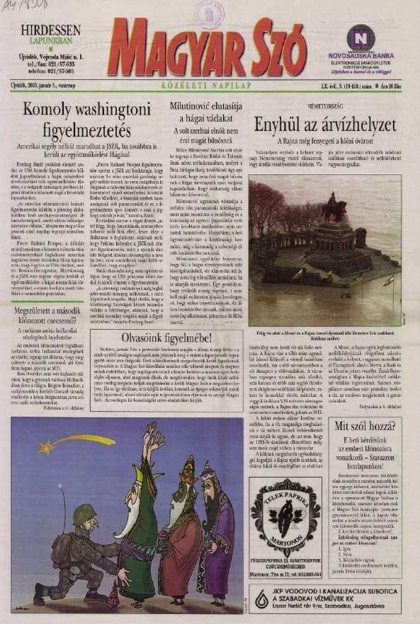 Magyar Szó, 60. évf. 2003. január 5. 3. sz. 1–24. oldal